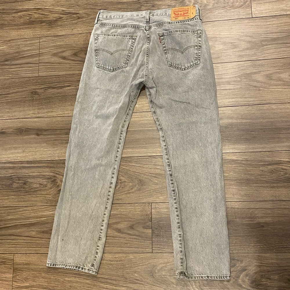 Levi 501 Original Fit Gray Wash Men's 32 Straight Leg Denim Button Fly Distress* - Picture 4 of 16